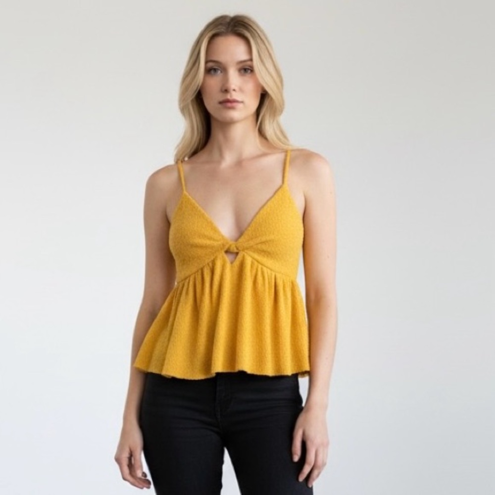 Urban Outfitters V-Neck Spaghetti Strap Peplum Tank Top‎